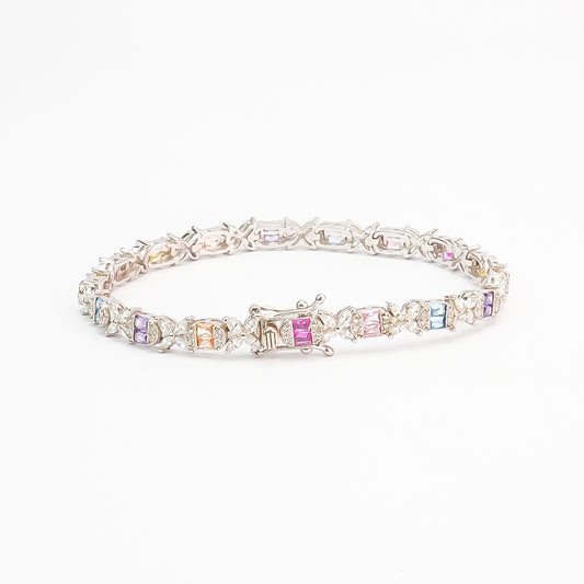 Silver Multicolour Tennis Bracelet