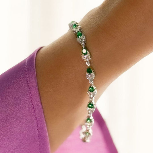 Emerald Muse Bracelet Pure 925 Silver Taravya
