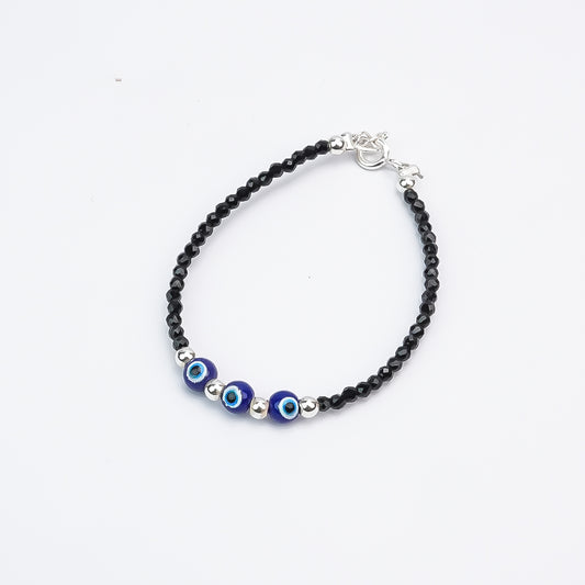 Kids Nazariya Bracelet with Black Beads & Blue Evil Eye(Single)