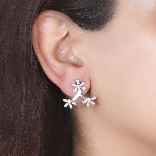 Asymmetric Silver 3 in 1 Earrings