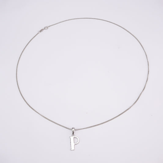 Silver P Initial Pendant Chain