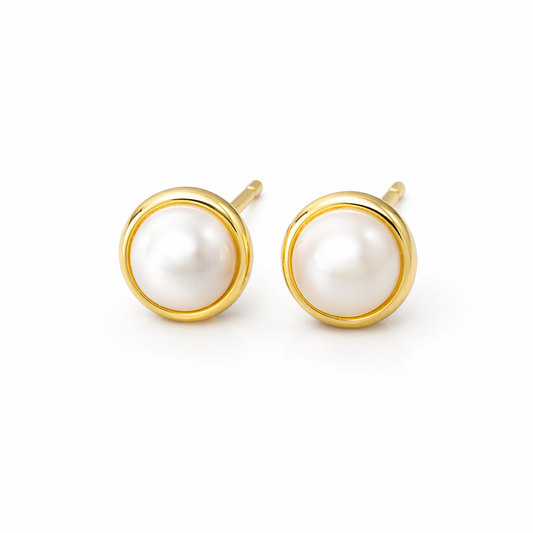Luna Shell Stud Earrings Pure 925 Silver