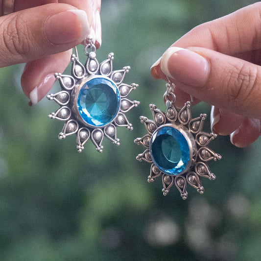 Blue Saphire Pure 925 Silver Earrings