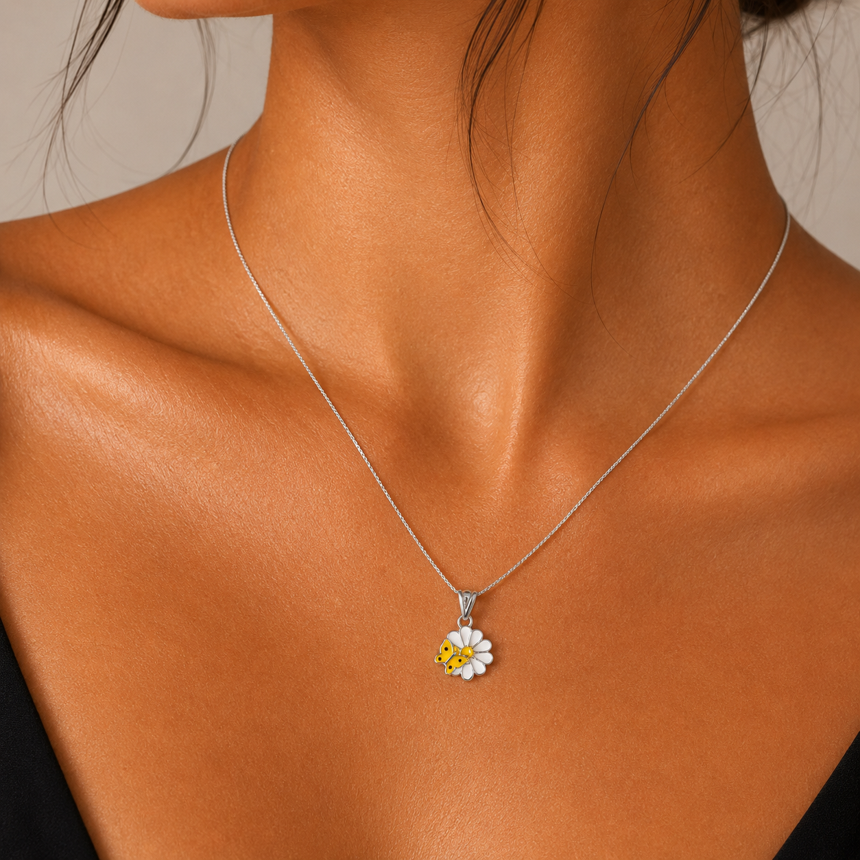 925 Silver Butterfly Flower Pendant