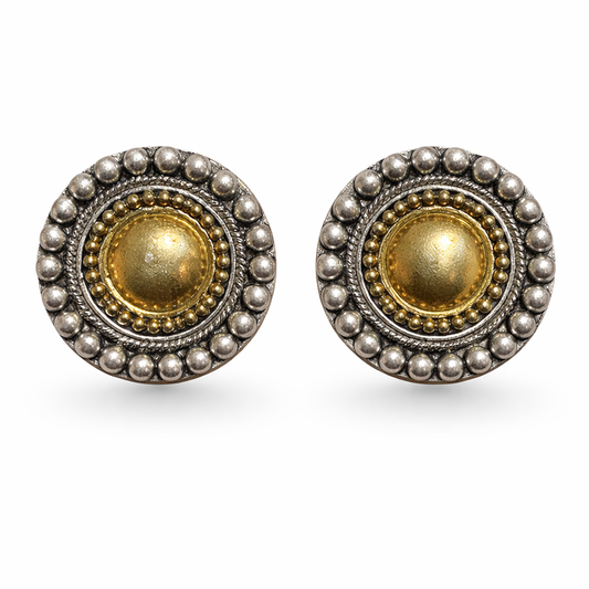 Surya Halo Dual-Tone Stud Earrings
