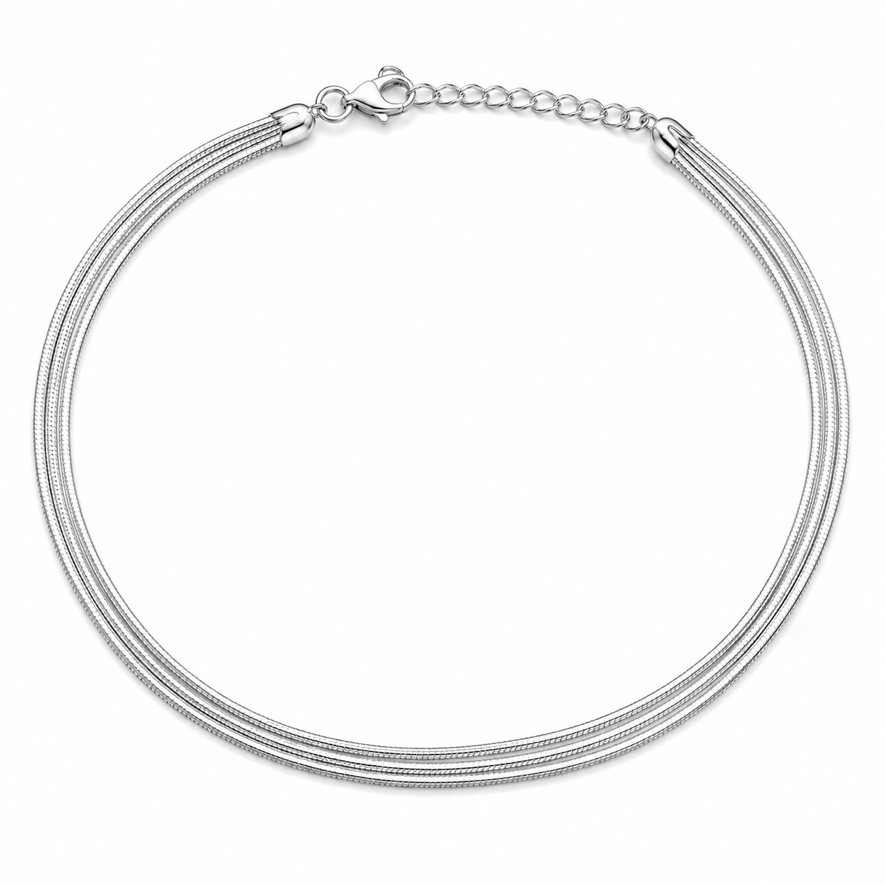 Tri-Layer Heavy Silver Anklet(Single)