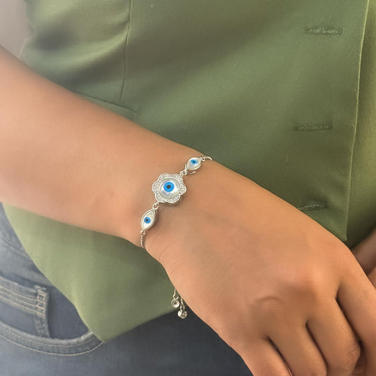 Aura Guard – Adjustable 925 Silver Evil Eye Bracelet