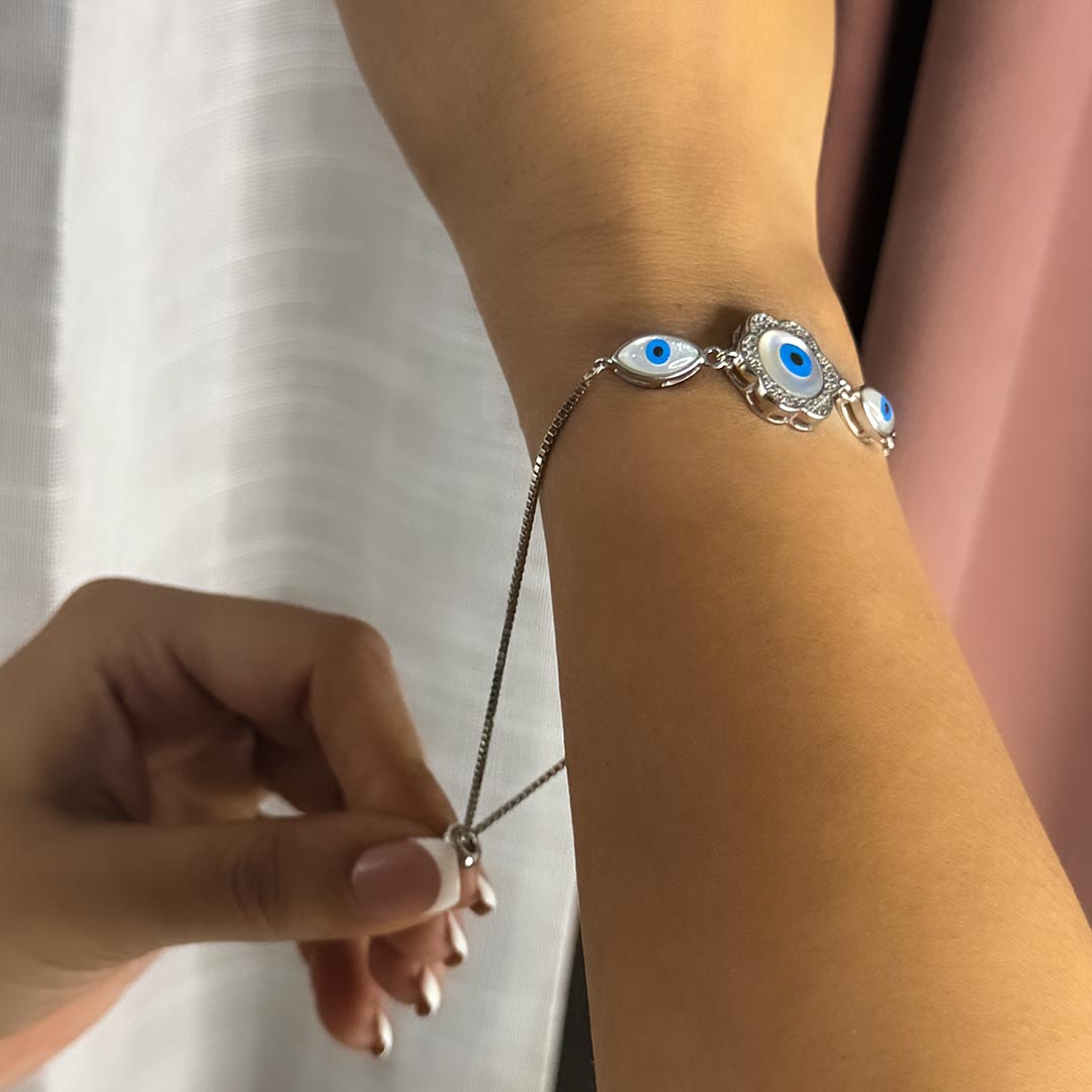 Aura Guard – Adjustable 925 Silver Evil Eye Bracelet