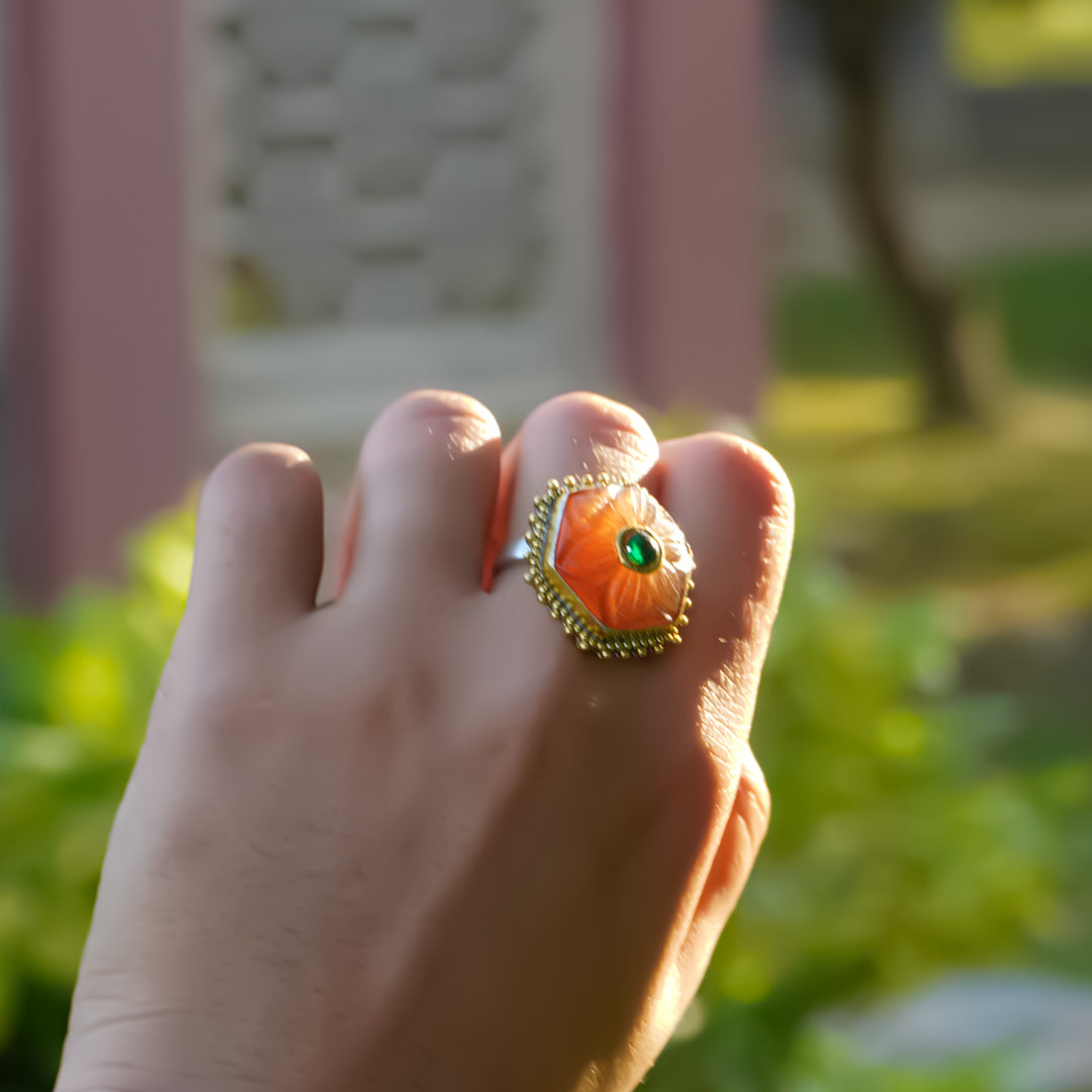 Amber Romance 925 Silver Ring
