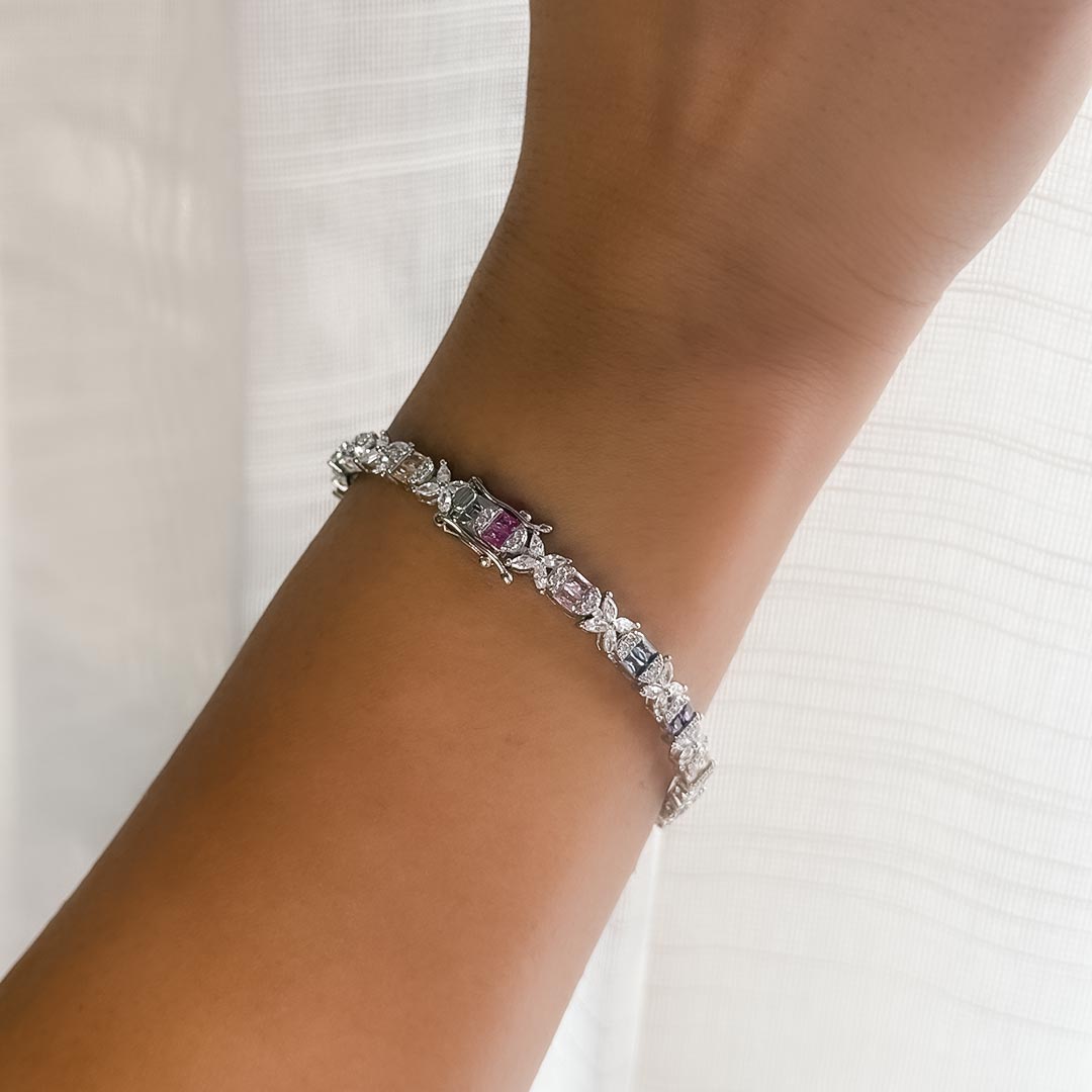 Celestial Luxe – Multicolor Tennis Bracelet Pure 925 Silver