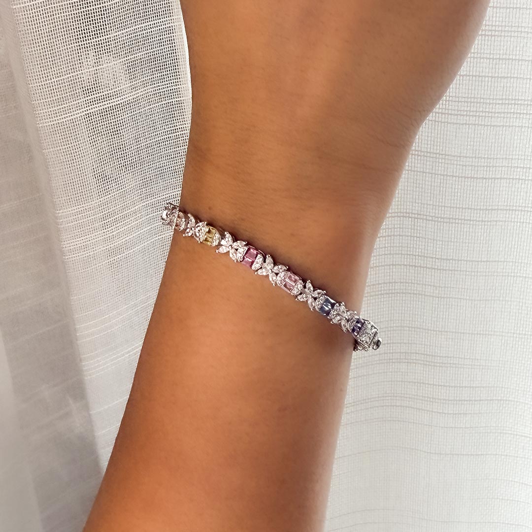 Celestial Luxe – Multicolor Tennis Bracelet Pure 925 Silver