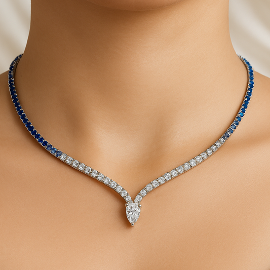 Blue Ombre Necklace Pure 925 Silver