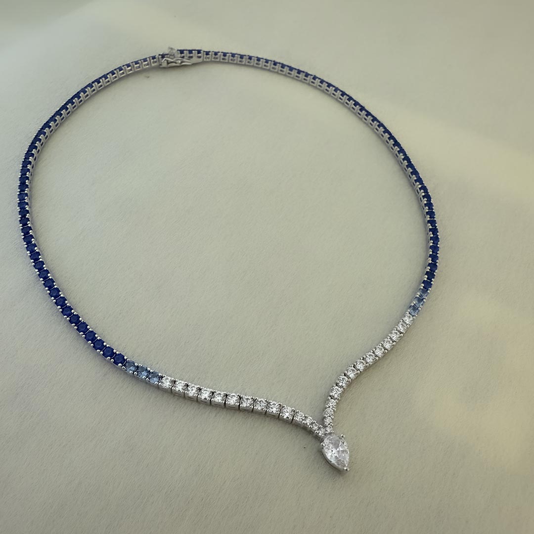 Blue Ombre Necklace Pure 925 Silver