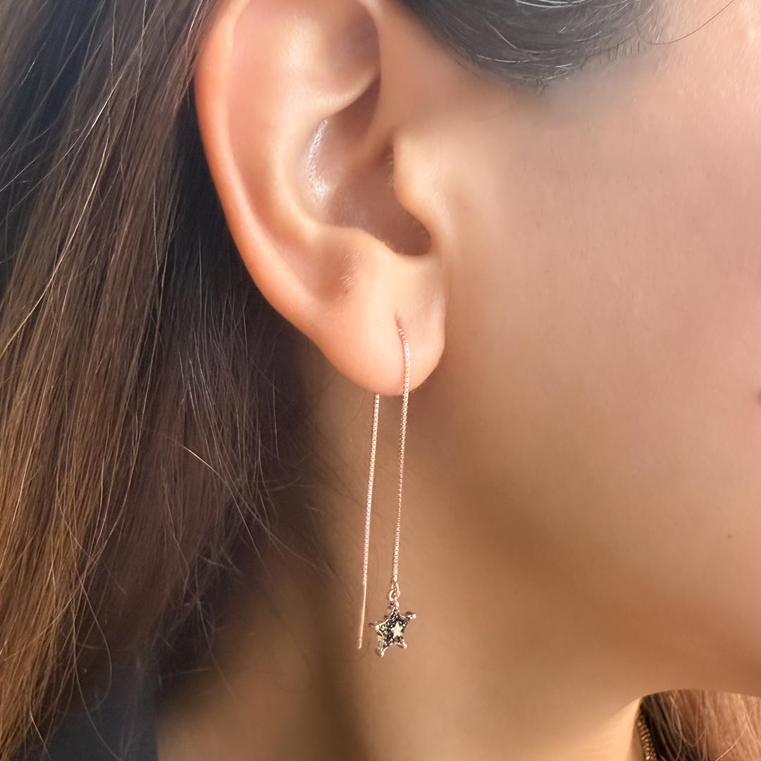 Rose Élan – 925 Silver Sui Dhaga Earrings in Rose Gold Finish