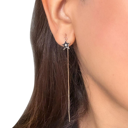 Rose Gold Star Sui Dhaga Earrings