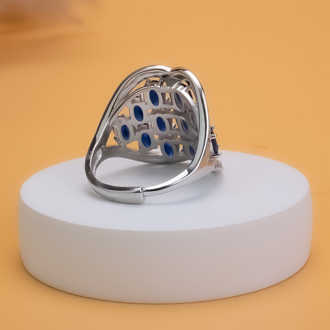 Sapphire Dream Adjustable Cocktail 925 Silver Ring