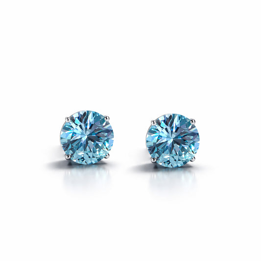 Aqua Spark Silver Studs