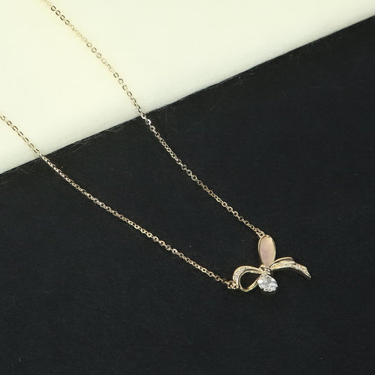 Bow Gold Necklace Pure 925 Silver