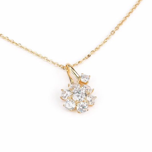 Flower Rhodium Plated 925 Silver Necklace
