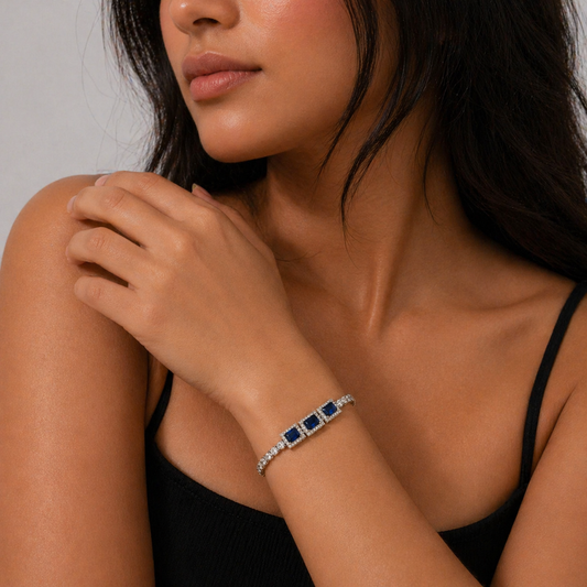 Midnight Glow Adjustable Silver Bracelet