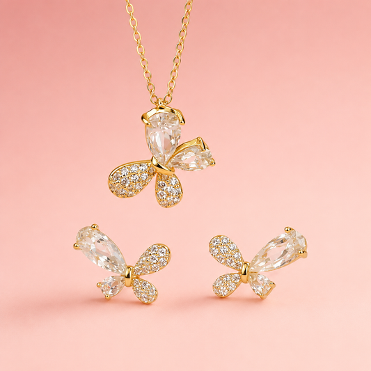Celestial Butterfly Crystal Jewelry Set – 925 Sterling Silver