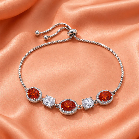 Crystal Crimson Adjustable Silver Bracelet