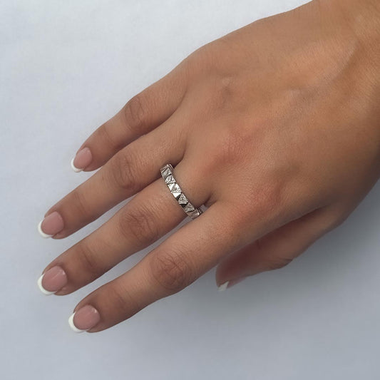 Crystal Glow – 925 Silver Clear Stone Eternity Band(Ring Size 6)