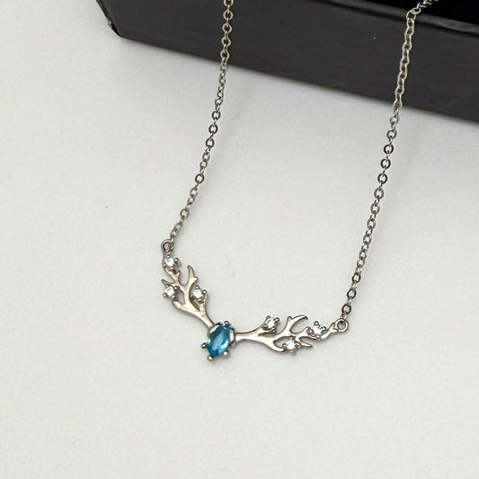 Deer Blue Stone Necklace Pure 925 Silver