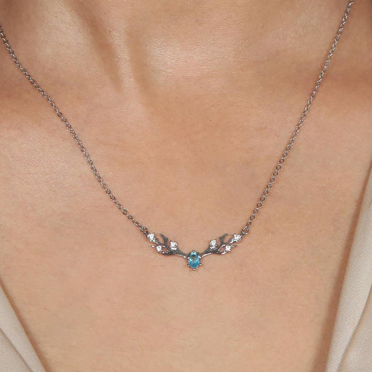 Deer Blue Stone Necklace Pure 925 Silver