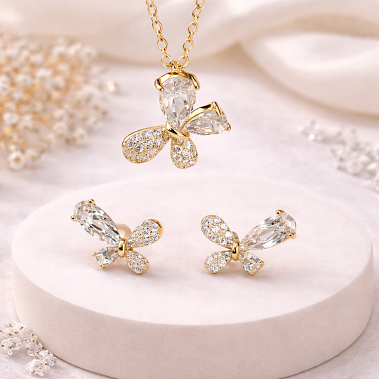 Celestial Butterfly Crystal Jewelry Set – 925 Sterling Silver