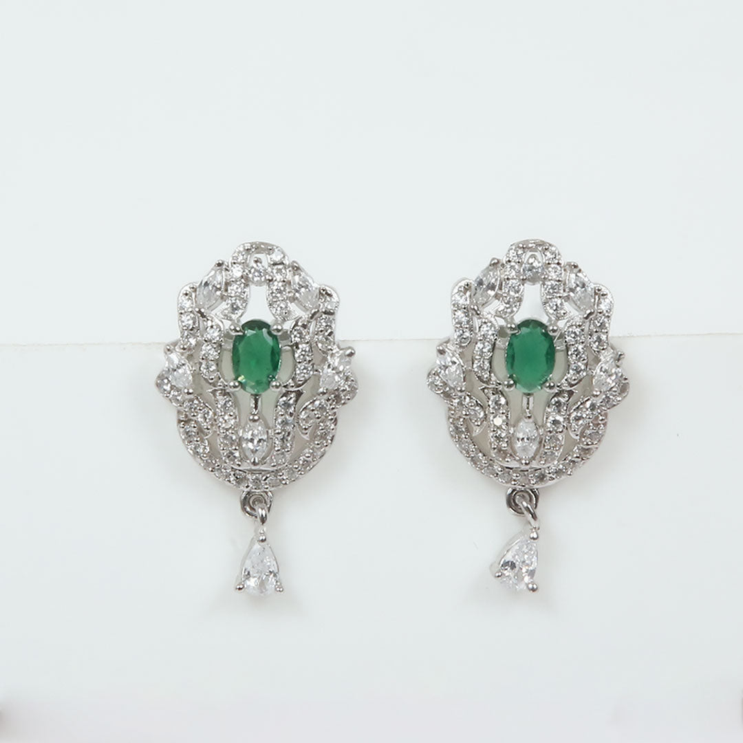 Emerald Regal Pendant Set Pure 925 Silver