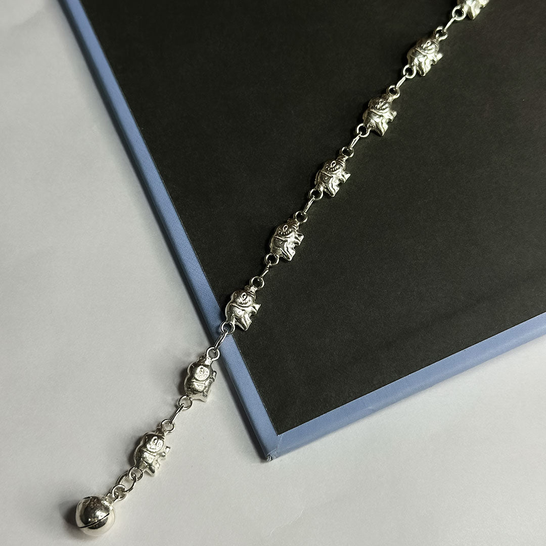 Silver Gajraj Anklets (Single) Pure 925 Silver