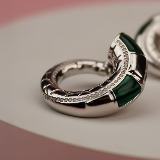 Regal Serpent Emerald Earrings