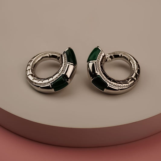 Regal Serpent Emerald Earrings