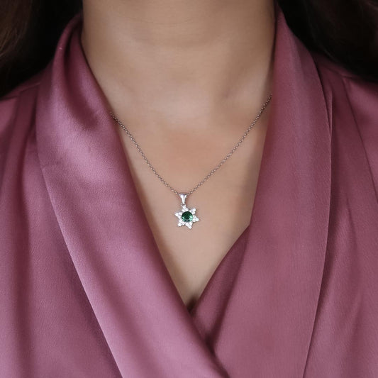 Enchanted Emerald Necklace Pure 925 Silver