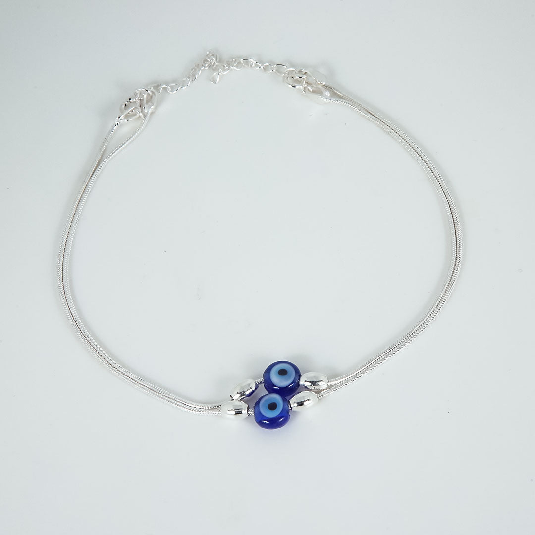 Evil Eye Grace Anklet Pair Pure 925 Silver