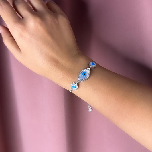 Mystic Eye – Adjustable Evil Eye Bracelet Pure 925 Silver