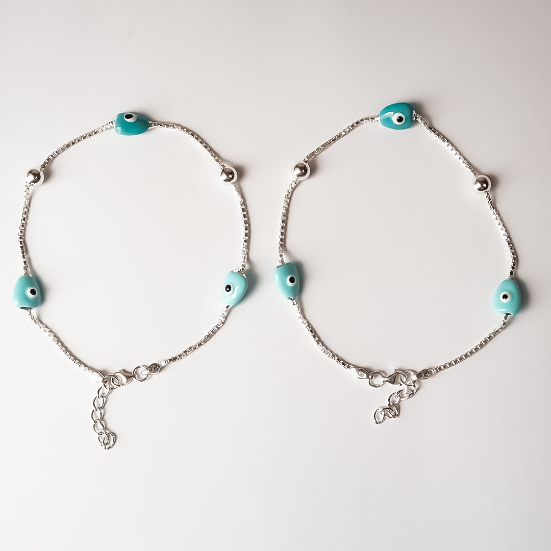 Evil Eye Pure 925 Silver Anklets