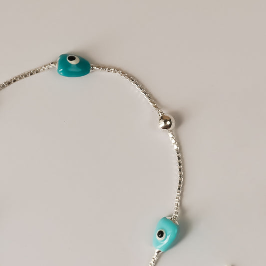 Evil Eye Pure 925 Silver Anklets