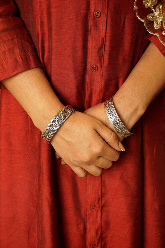 Pure 925 Silver Gulnaksh Silver Chitai Kadas (Size - 2'6)