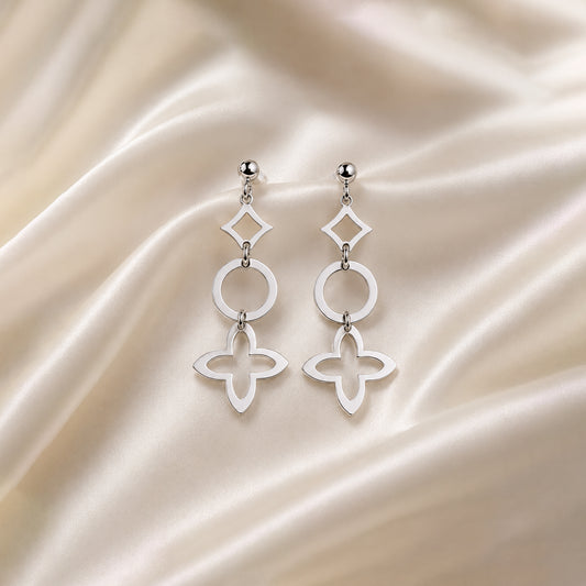 Geometric Clover Drop Earrings