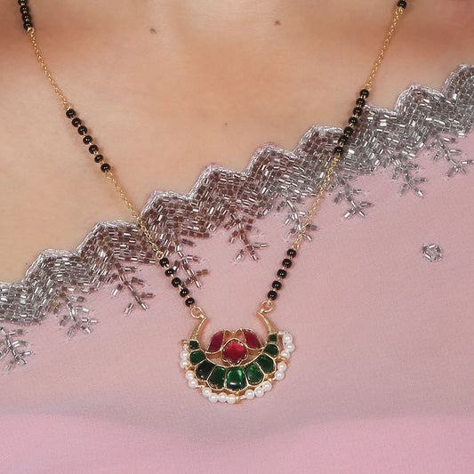 Gold Plated Lotus Silver Mangalsutra Pure 925 Silver