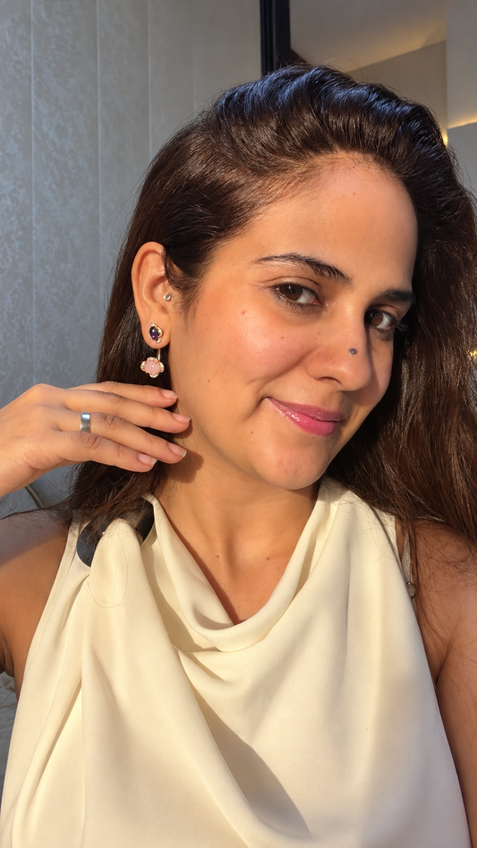 Lavender Glow Adjustable Length Earrings Pure 925 Silver
