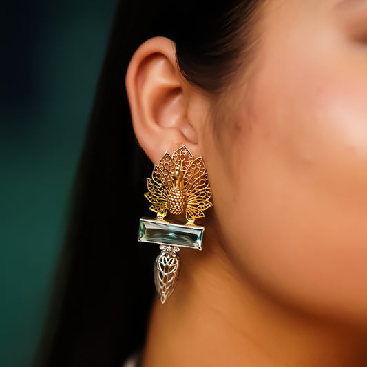 Golden Peacock Pure 925 Earring