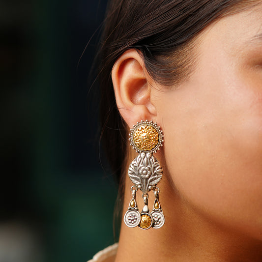 Jaipuri Heritage Two-Tone Dangler Pure 925 Earrings