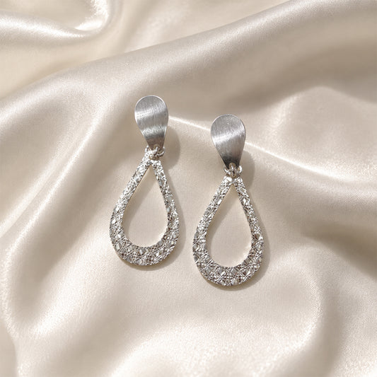 Italian Teardrop Drop Silver Earrings