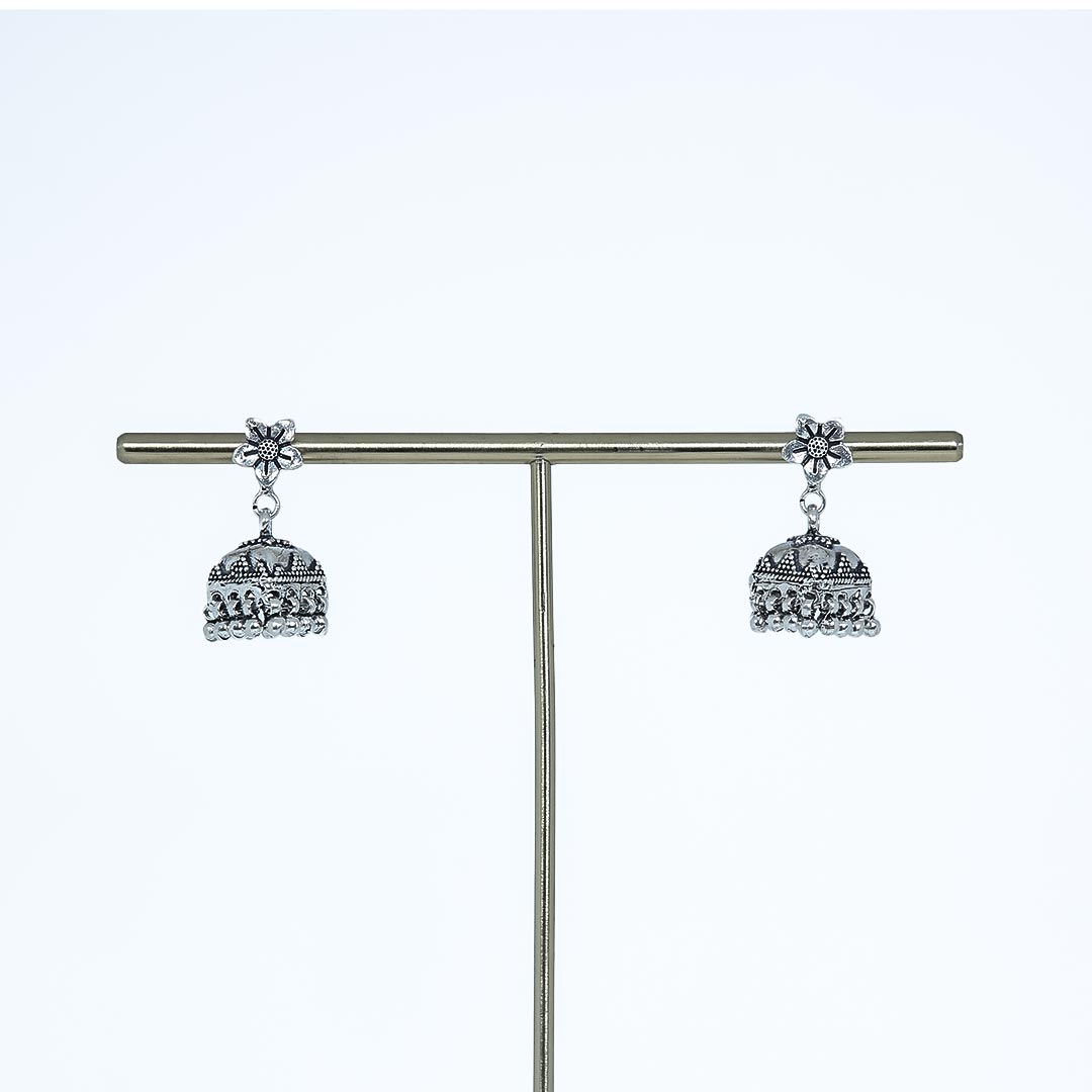 Jaipuri Oxidized Jhumki Pure 925 Silver