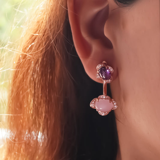 Lavender Glow Adjustable Length Earrings Pure 925 Silver