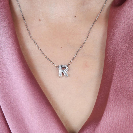 Letter-R-Necklace Pure 925 Silver