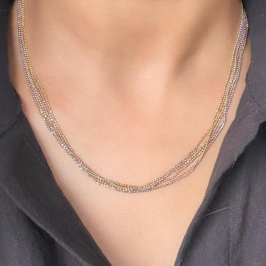 Italian Tricolour Multilayer Chain Pure 925 Silver